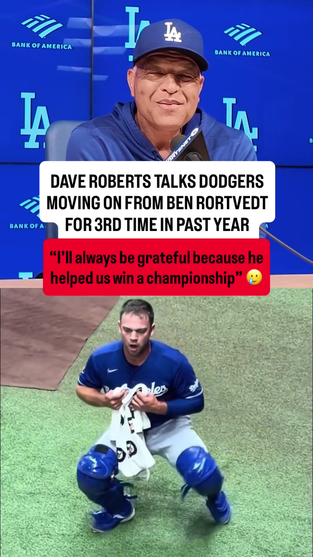 Dave Roberts thanks Ben Rortvedt for his time with the Dodgers
